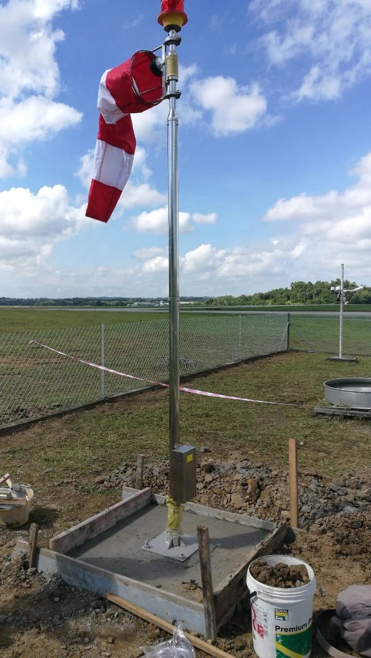 Wind Directional Indicator for a Helipad or Airport Heliport Wind Cone with Obstruction Light