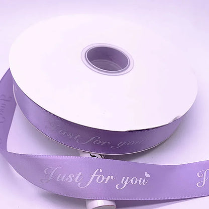 5yards 10-38mm "Just for You" Printed Polyester Ribbon Letters Print Ribbon for DIY Gift Packing Wedding Christmas Bow Ribbons