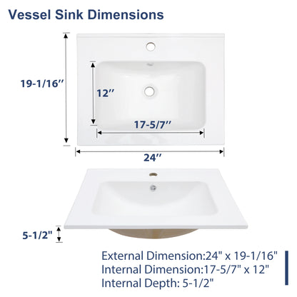 US Stock Sarlai Modern Eco-Friendly White Ceramic Countertop Bathroom Sink with Thin Edge Design