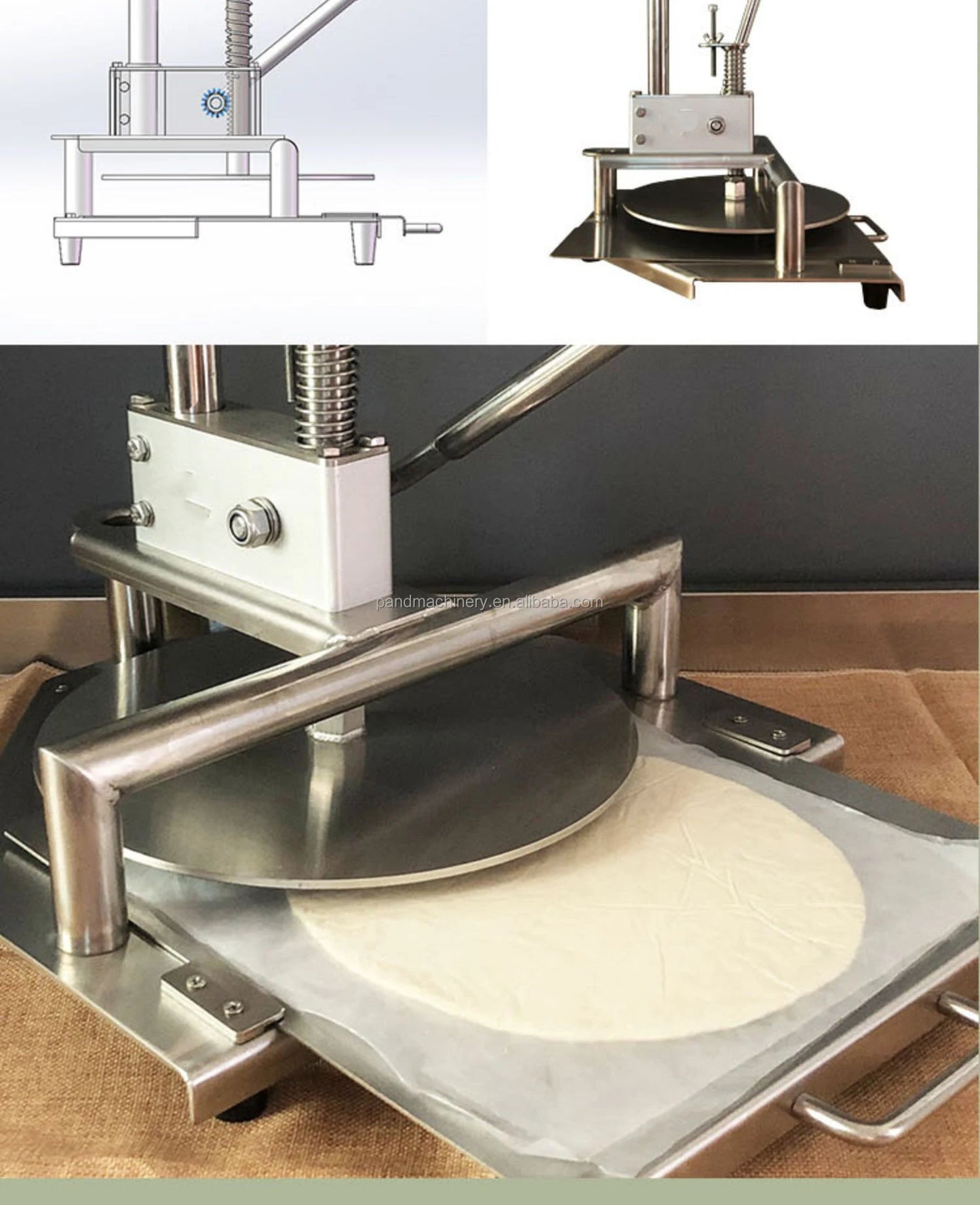 Henan 20cm Manual Portable Dough Cake Press Machine with 304 Stainless Steel New High Efficiency