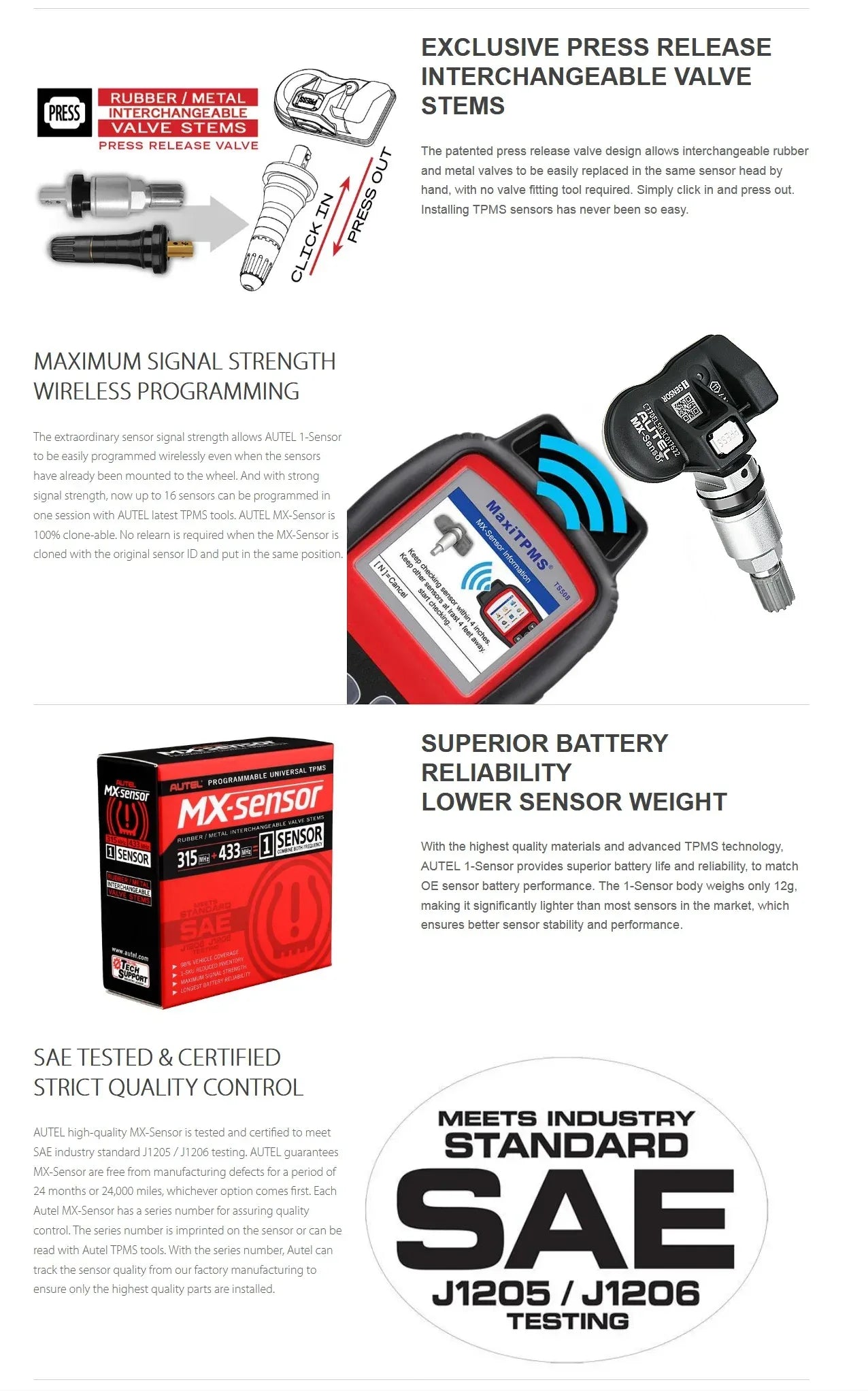 Autel TPMS MX Sensor 315MHz 433MHz Sensor 2in1 Clone-able Programming Sensors For TS501 TS508 Tire Pressure Monitoring Car Tool