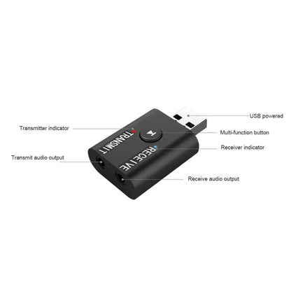 AUX Bluetooth-compatible Adapter With 3.5mm Cable for Car PC Computer Headphone Receiver Transmitter 2IN1 Wireless Audio Adapter