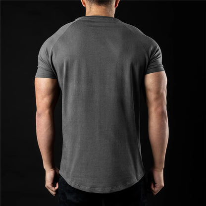 Plain T Shirt Men New Fashion Tee Shirts Summer Cotton Short Sleeve Tshirt Fitness Mens Gym Clothing Casual Sports T Shirts