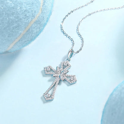 USA Stock Woman 925 Sterling Silver Cross Necklace Pendant Moissanite Necklace for Fine Jewelry Engagement Women Wedding Pendant