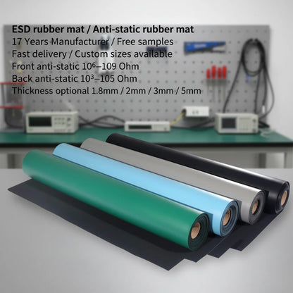 Wholesales Price 1mX10m Gray 2mm Durable Rubber Grounding Floor Table Soldering Antistatic Esd Mat Roll for Workbench