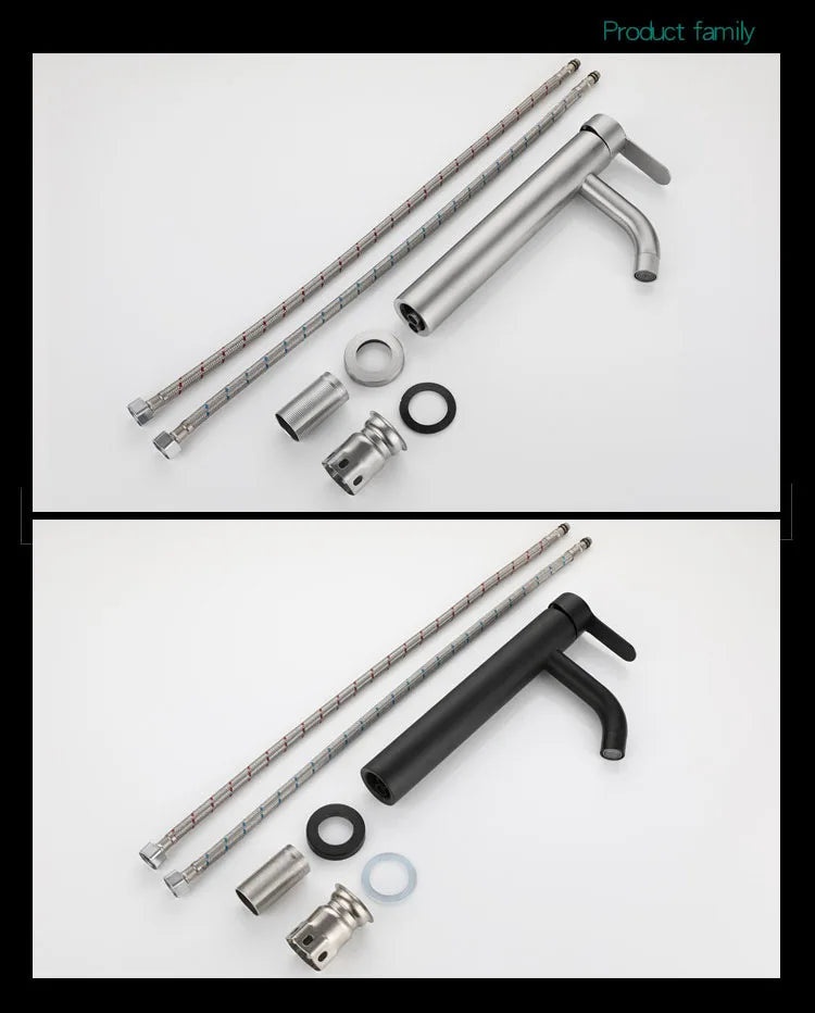 5 Years Warranty Stainless Steel 304 Basin Faucet Hot and Cold Sink Bathroom Tap Deck Mount Bath Taps and Faucets