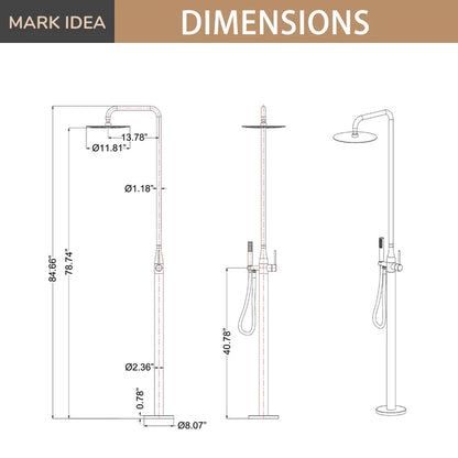 Freestanding Outdoor Shower System Set Matte Black Stainless Steel Beach Outdoor Shower Swimming Pool Outdoor Shower
