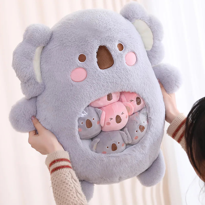 Cute Animal With Little Baby Small Toys Snacks Throw Pillow Rabbit Dinosaur Bear Stuffed Cushion Koala Plushies