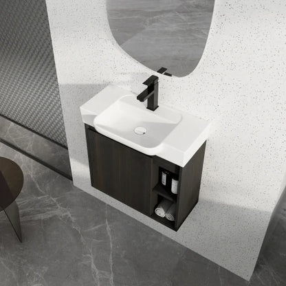 Free Shipping USA 24" Modern Floating Bathroom Vanity with Sink, Plywood Wall Mounted with Side Open Storage & Soft Close Door