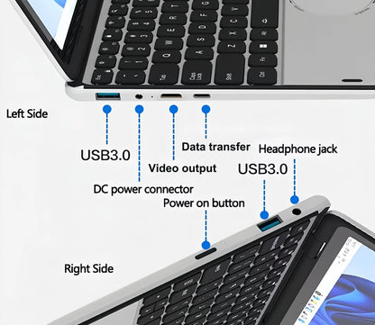 Factory Direct 11inch IPS Touch Screen YOGA 360 Degree Flip Laptop Intel N100 16GB RAM 512GB SSD Windows 11 Pro Home Use