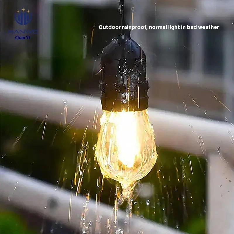 Outdoor LED Double Filament S14 String Lights Rainproof E27 EU/US Standard IP65 for Christmas Atmosphere Marquee Camping