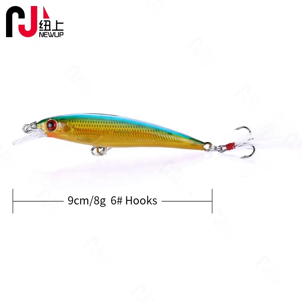 Hot Minnow 9CM 8G Japan Iscas Minnow Feather Hook Set Fishing Lures