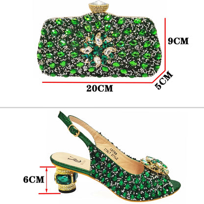 Ladies Italian Shoes and Bag Set Decorated with Rhinestone Matching Shoes and Bag Set In Heels Women Comfy Platform Sandal Shoes