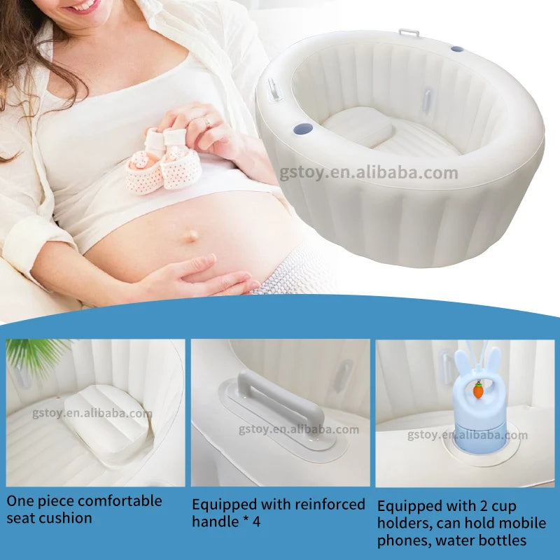White Inflation Baby Water Birth Tub EN71 PVC Inflatable Birthing Pool Set at Home for Moms with Liner Electric Pump Storage Bag
