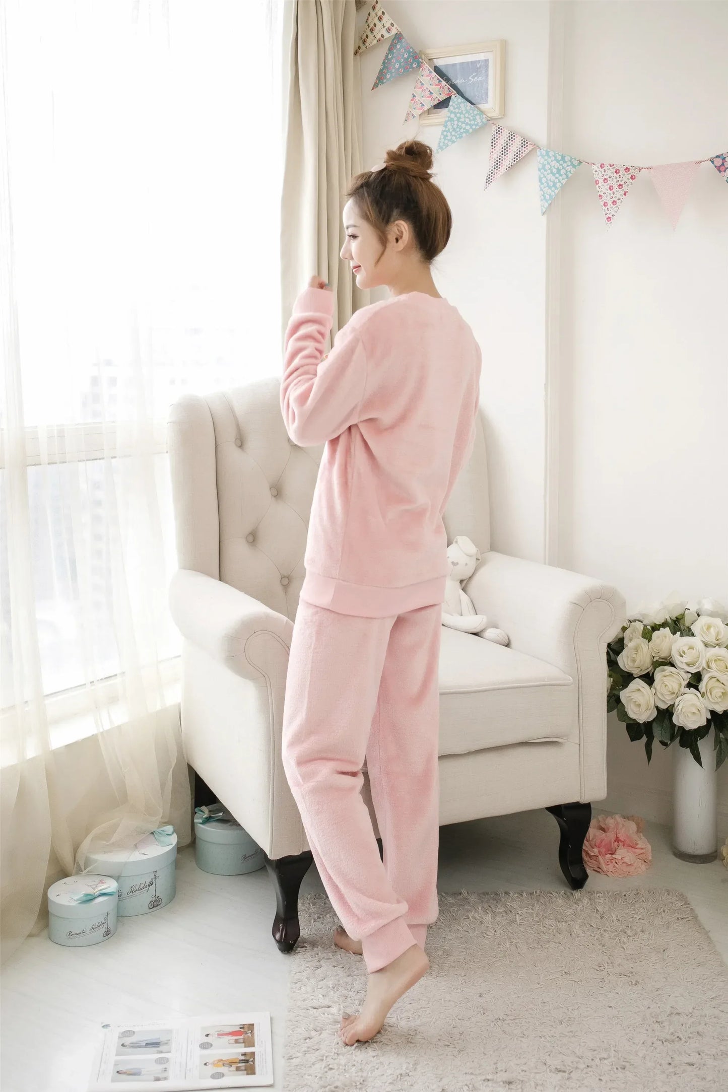 Women Pajamas Autumn Winter Flannel Warm Woman Sleepwear Korean cute Cartoon Pajama Set Fashion Pijama Mujer Home Cloth Pyjamas