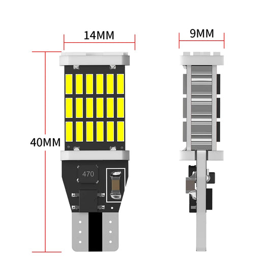 2PCS Canbus T15 W16W WY16W LED Bulbs 4014 45SMD For Auto Bcakup Reverse Lamp Car Tail Brake Bulbs No Error 6000K White Red Amber by PDG ibma