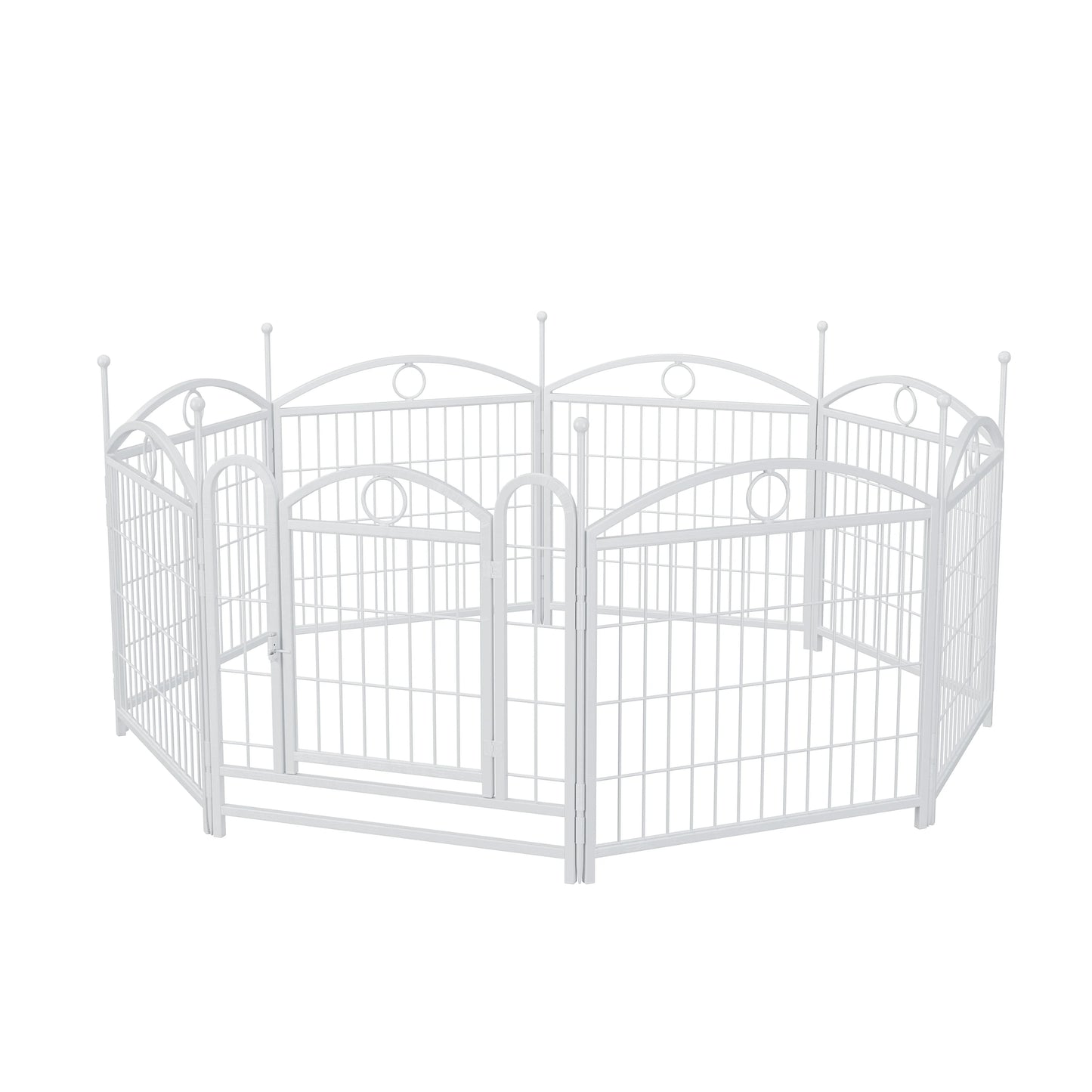 Heavy Duty Indoor/Outdoor Dog Playpen with Button Closure Solid Pattern Metal Pet Fence Exercise Pen with Doors for Puppies Dogs