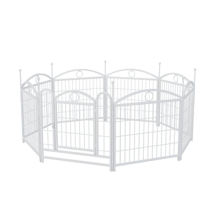 Heavy Duty Indoor/Outdoor Dog Playpen with Button Closure Solid Pattern Metal Pet Fence Exercise Pen with Doors for Puppies Dogs