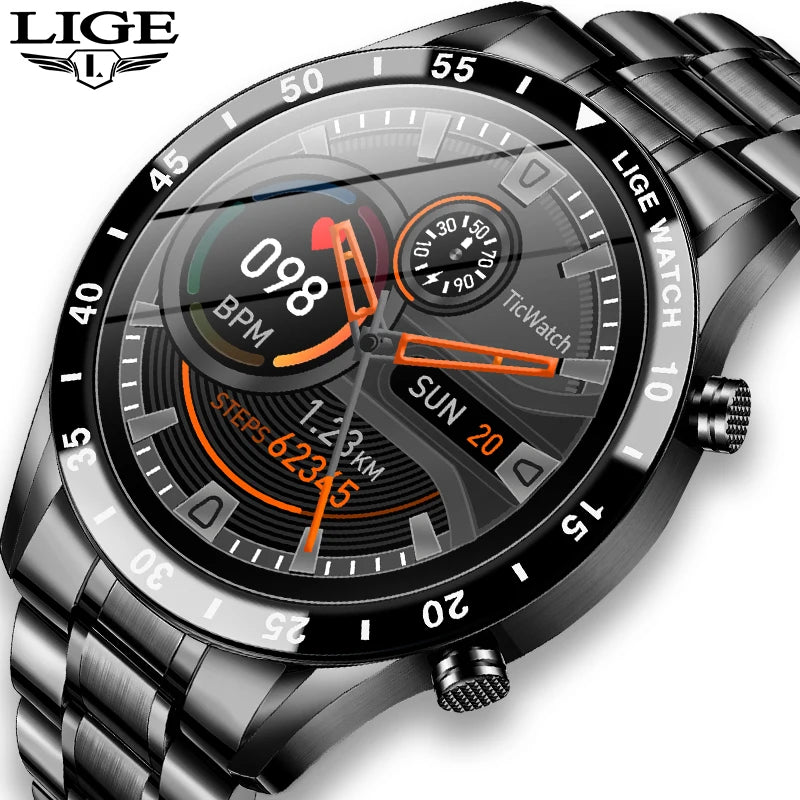 LIGE BW0189 Rugged Steel Men's Smartwatch Answer Dial Call Fitness Tracker Wearable DevicesWaterproof Smart Bracelet for Sports
