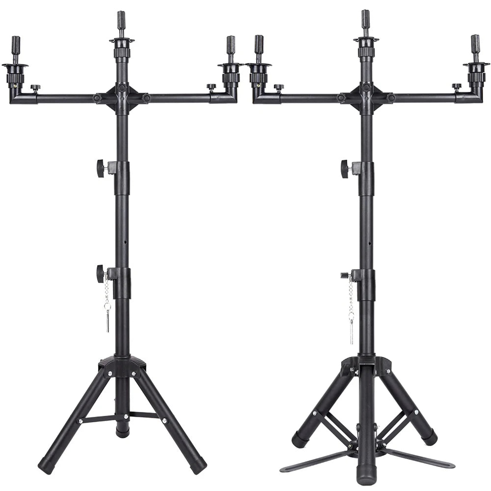 US Local Fast Delivery Cosmetology Training Head Tripod Black Mannequin Tripod Wig Stand Tripod for Wig Making with Foot Pedal