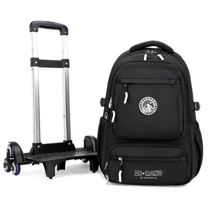 Wholesale Custom Unisex Children's Trolley Backpack Wheeled School Bag Fashionable Waterproof Characters Pattern Zipper Closure
