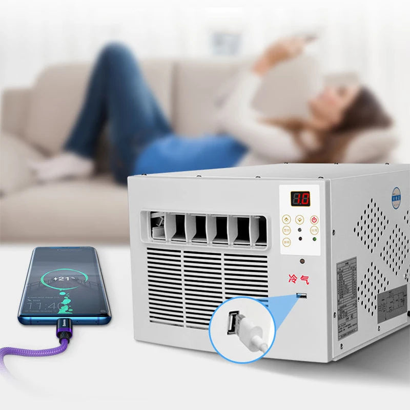 220V Mobile Small Air Conditioner 7m²Space Drainage-free Remote Control Power Saving Mini Cooling Heating Air Refrigerator 400W