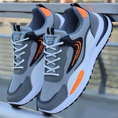 Men's Comfortable Breathable Running Shoes Light Weight Polyester Upper Material Stylish Lace-Up for Sports Leisure Walking