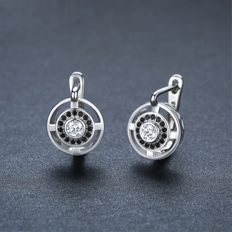 FCJ Luxury Copper Crystal Earrings for Women Shining Zircon-Studded Over-Ear Accessory