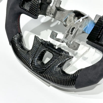 In Stock Flat-bottomed Sporty Glossy Carbon Fiber Alcantara Car Steering Wheel for Renault Megane 3 3RS