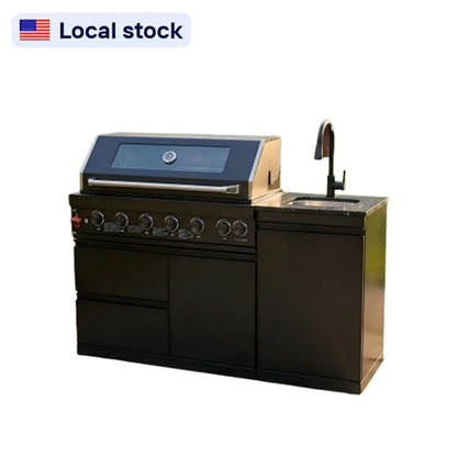 USA Local Stock Wholesale SS304 Modular Outdoor Kitchen 6 Burner Grill BBQ Cabinets Island for Backyard Cooking