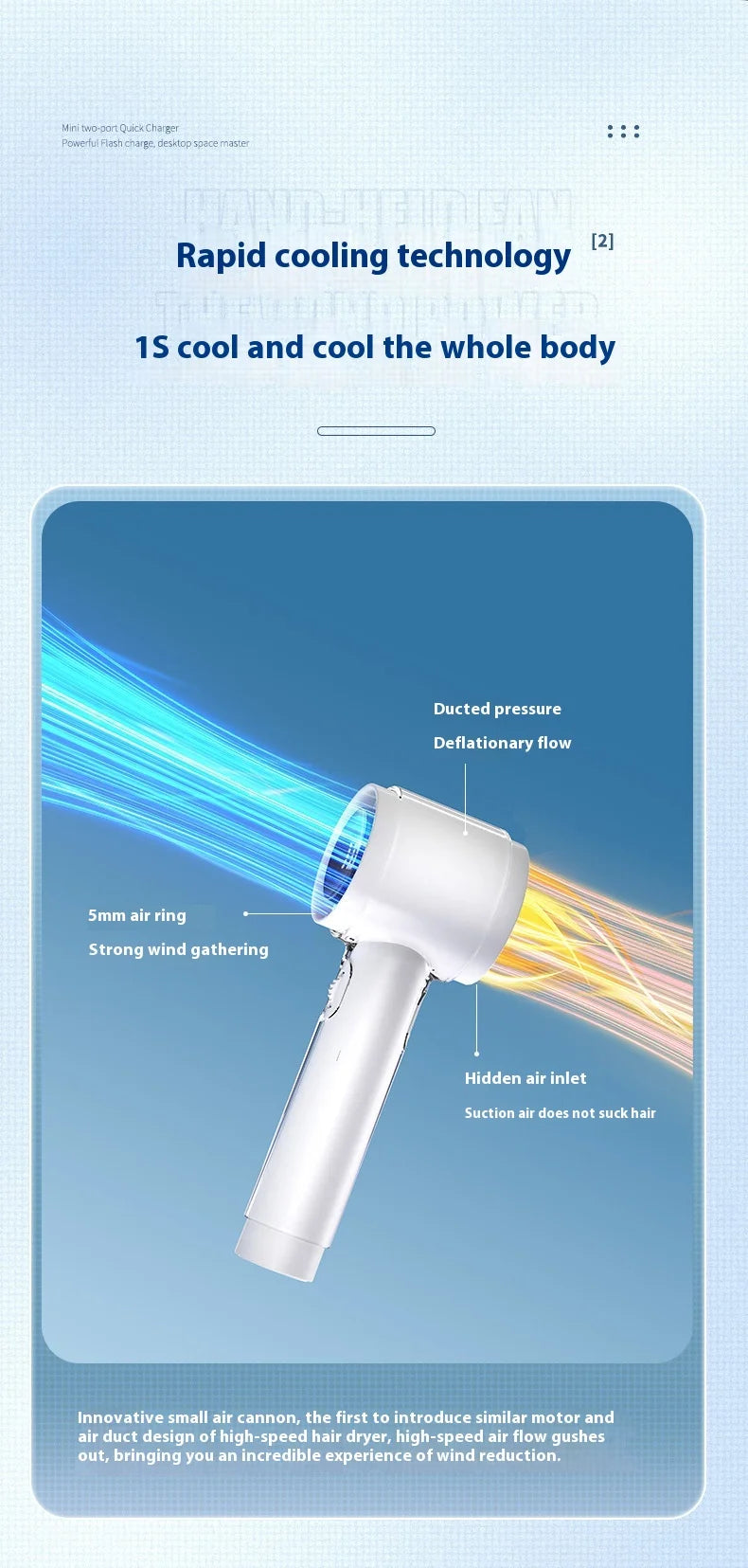 RYW Fan Factory FS2553 Portable 3000mAh USB Rechargeable Foldable Touch Control Handheld Fan Flashlight for Students Car Outdoor