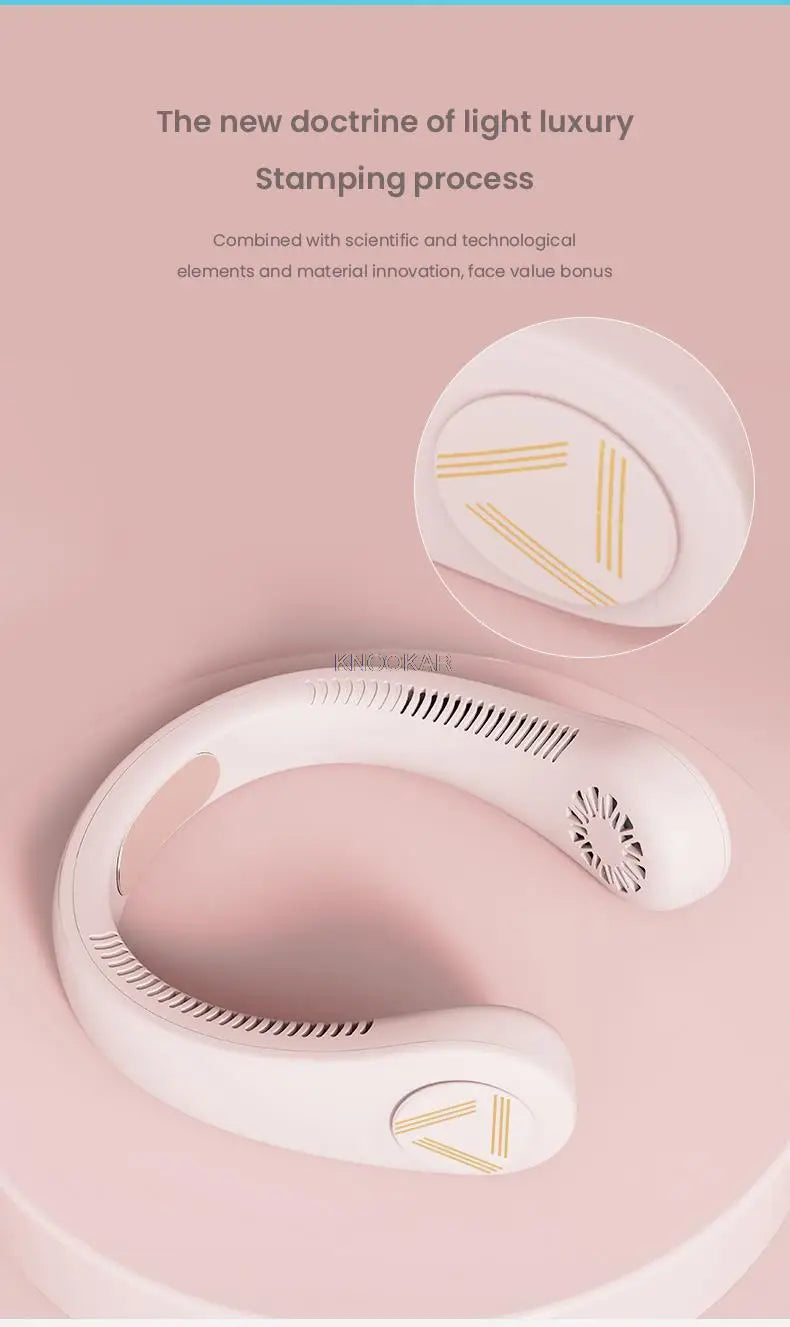 Portable Air Cooling Neck Fan Mini Bladeless LED Air Conditioner Wireless Outdoor Sport Cooling Hanging Fan ventilador de cuello