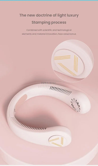 Portable Air Cooling Neck Fan Mini Bladeless LED Air Conditioner Wireless Outdoor Sport Cooling Hanging Fan ventilador de cuello