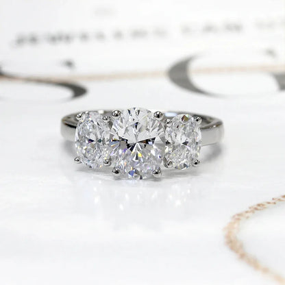 F1610 Oval Cut Diamond Ring Natural G Color White Gold Classic Engagement Ring For Women's