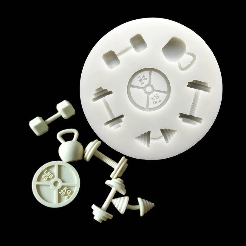 Dumbbell Fitness Equipment Silicone Fondant Cake Mold Sugarcraft Chocolate Cupcake Baking Mold for the Kitchen Decorating Tools