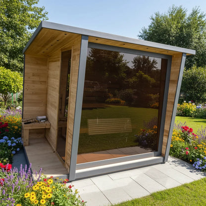 4-Person Traditional Carbonized Spruce Outdoor Dry Sauna Cabin for Garden Patio