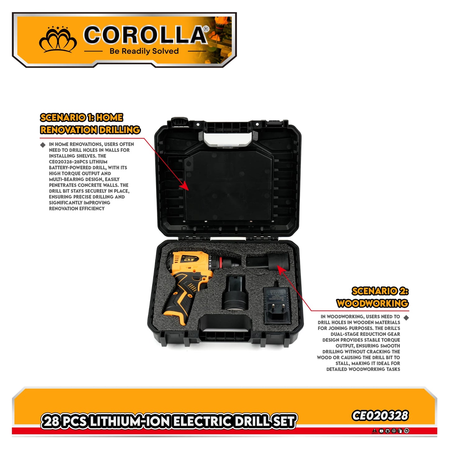 High Torque 16.8/21V Cordless Drill Set Rechargeable Brushless 40N Max Torque 1/2 Chuck 4A Battery OEM 800W Multi-Function