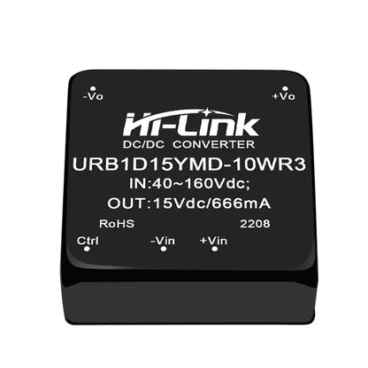Official 10W DC-AC URB1D12YMD-10WR3 CCTV Step Supply Module 110V(40-160Vdc) 15V 666mA Isolated Switch Converter Single Output