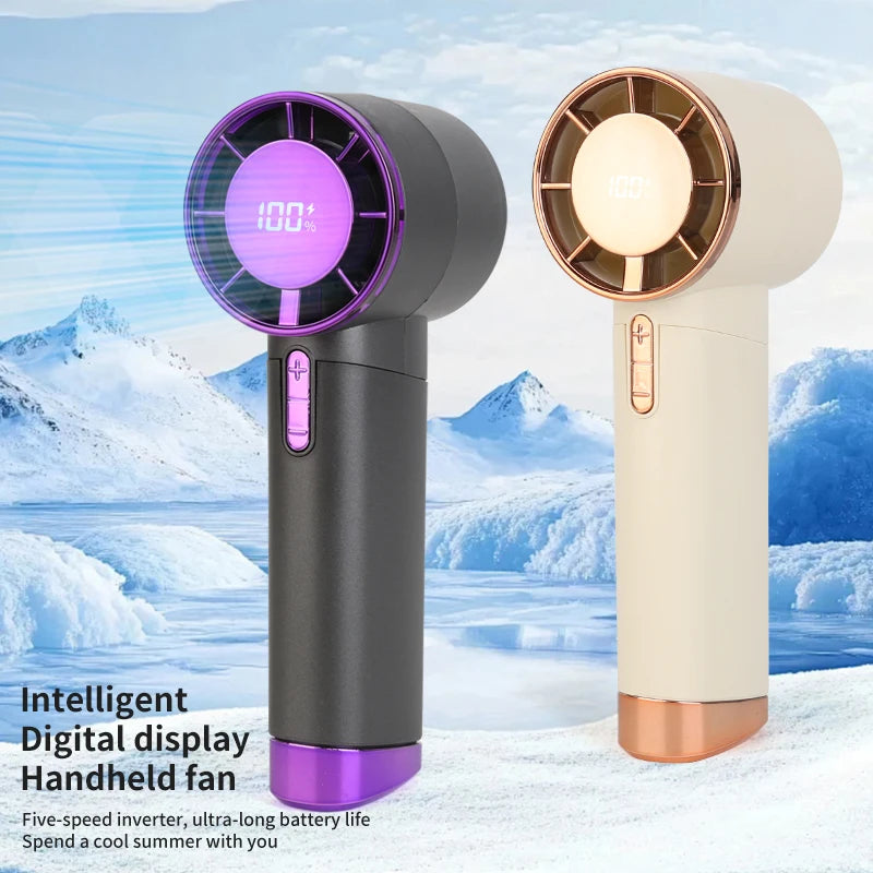 2025 Portable Wearable Mini Turbo Cooling Handheld Fan 100 High-Speed Type-C Rechargeable New Design Small Portable Hand Fan