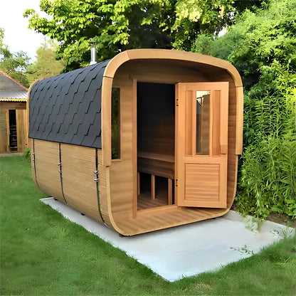 Best Seller Electric Outdoor Infrared Sauna Room Traditional Red Cedar Hemlock Solid Wood 2-Person Capacity Stove Villa
