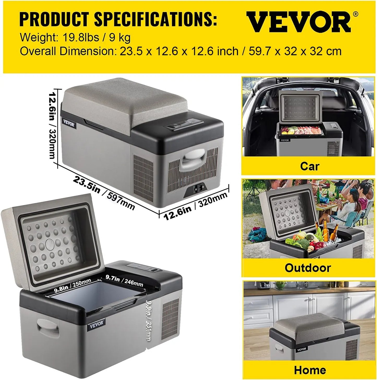Car Refrigerator 20L Compressor Portable Small Refrigerator Car Refrigerator Freezer Vehicle Car Truck RV Boat Mini Electric