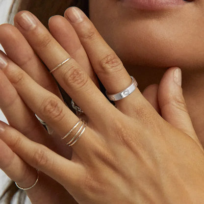 RINNTIN SR324 Heart Love Stylish Band Rings Gold Plated 925 Sterling Silver Classic for Girls Zircon Engagement Rings for Women