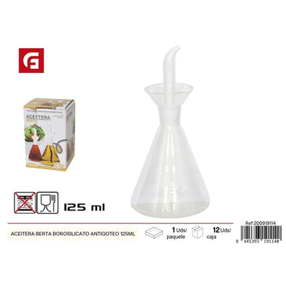 Berta 125 ml borosilicate drip-free oiler - Glass and ceramic