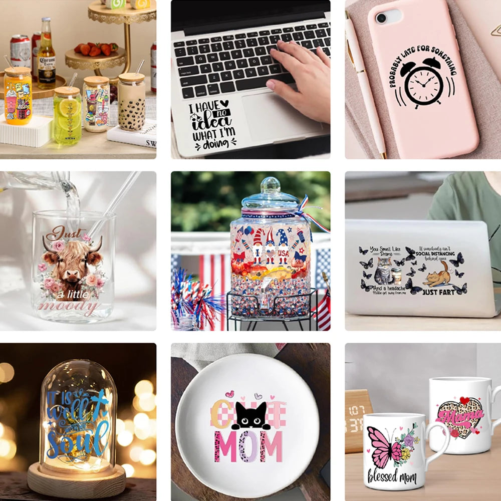 Custom Design Tumblers Waterproof Decals UV DTF Cup Wrap Transfers Vinyl Eco Transfers Sticker for Mugs Glass Coffee Cup