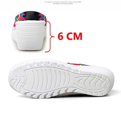 New Women Sneakers Summer Casual Shoes Woven Flat Platform Women's Shoes Breath Loafers Lady Footwear Soft Zapatos Plus Size 42