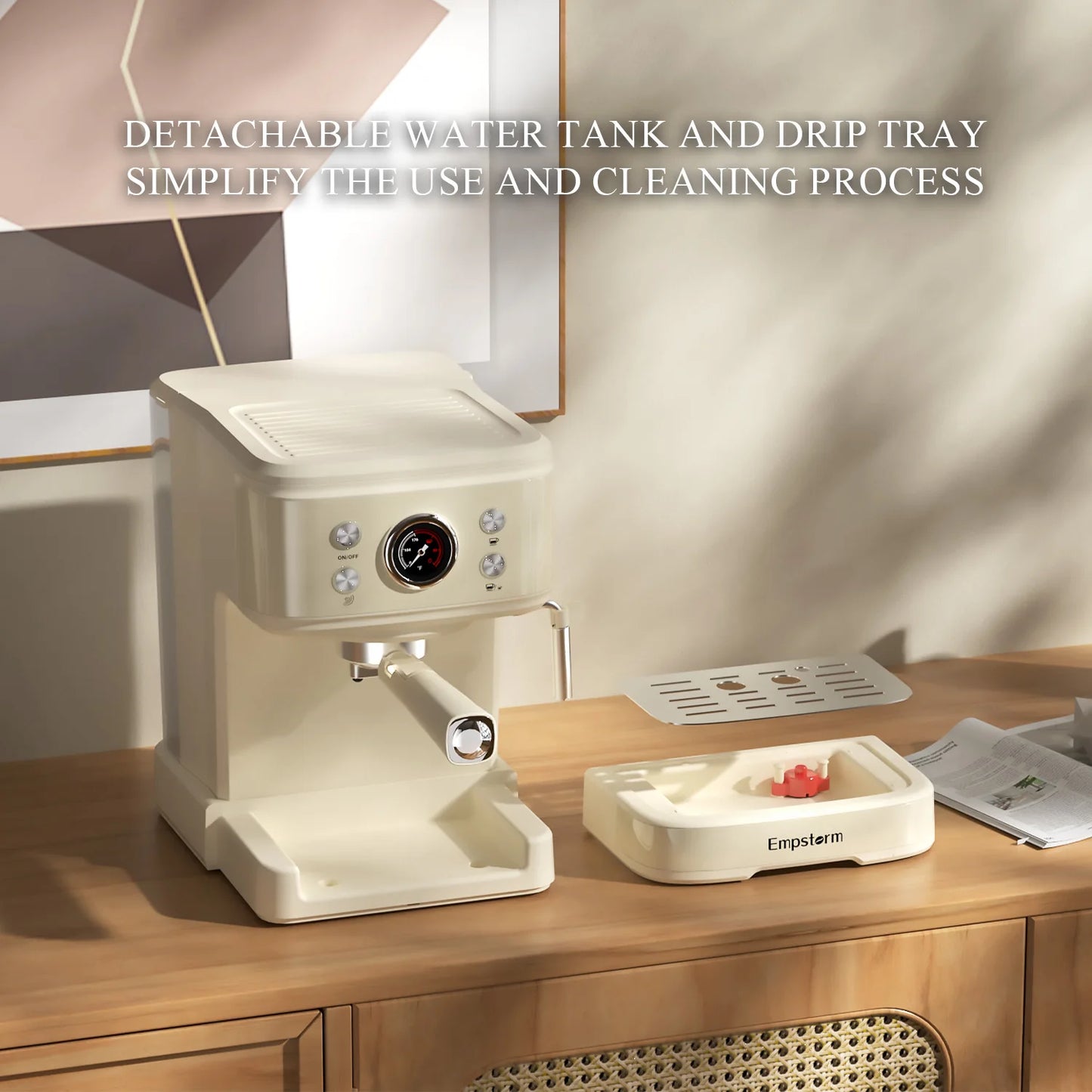 Commercial Semi-Automatic Electric Espresso Coffee Machine Brew System White Color 120V/220V Household Use Complete Accessories