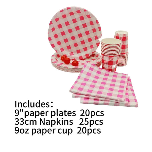 2024 New Eco-friendly Party Decoration 65pcs for 20 Guests Disposable Paper Tableware Set 3-color Plates Cups Napkins Partymaker by PDG ibma