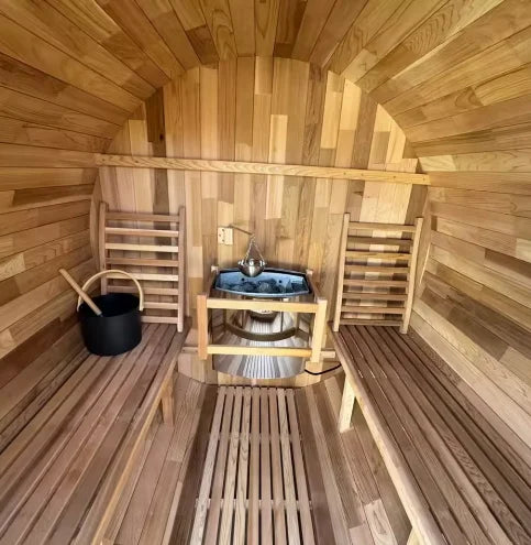 Factory Sale Traditional Outdoor Finnish Steam Sauna Hotel Outdoor Barrel Sauna 6-8 Person with ETL Stove