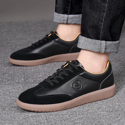 New Wholesale 2025 Classy All White Men Luxury Leather Sneakers Genuine Cow Lace-up Formal Black Casual Shoes Italy Brand Hot