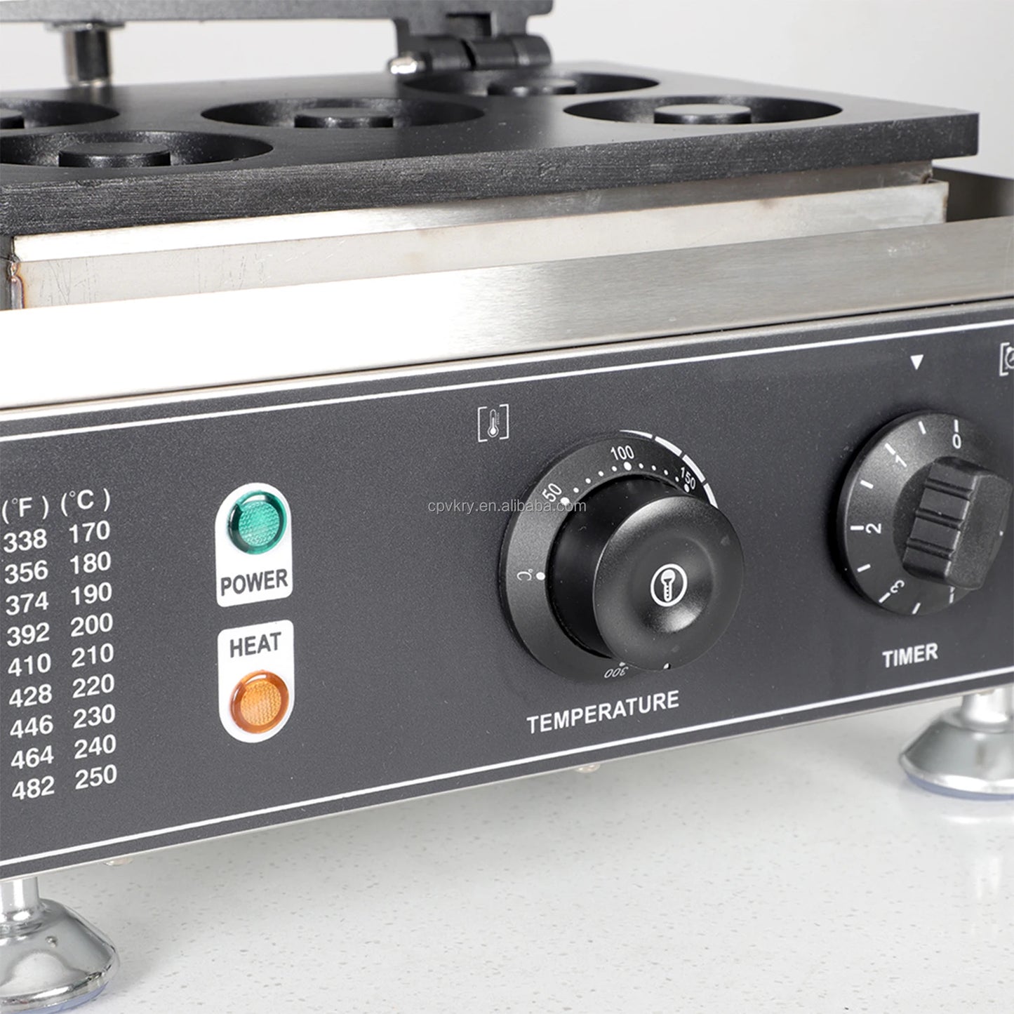 Commercial Electric Double-Sided Waffle & Donut Maker 5-Hole Non-Stick Surface Temperature Range 122-572℉ for Holiday Inn